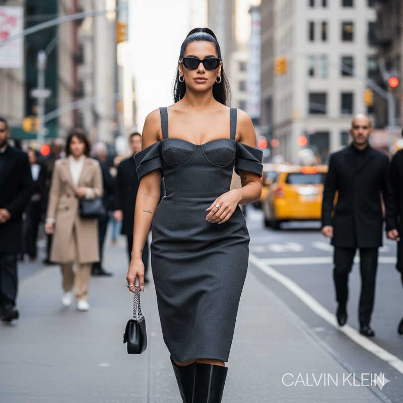 دوا ليبا تتألق بفستان من كالفن كلاين في مدينة نيويورك: لمسة أناقة عصرية