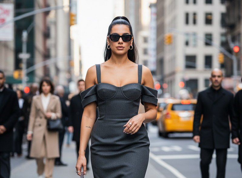 دوا ليبا تتألق بفستان من كالفن كلاين في مدينة نيويورك: لمسة أناقة عصرية