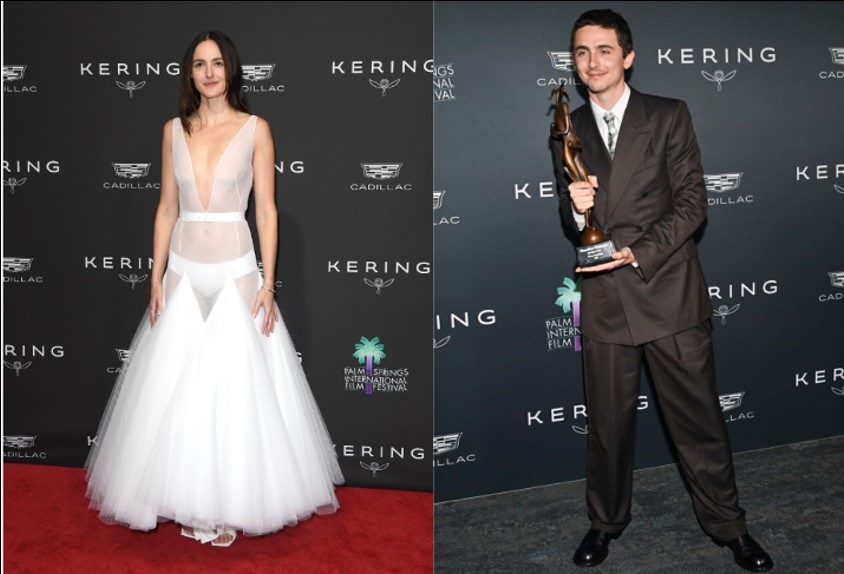 كتشف تفاصيل إطلالات تيموثي شالاميت وريناتا رينسف بتوقيع جيفنشي وسارة برتون في مهرجان بالم سبرينغز السينمائي الدولي 2026. تغطية شاملة لأحدث صيحات الموضة على السجادة الحمراء.